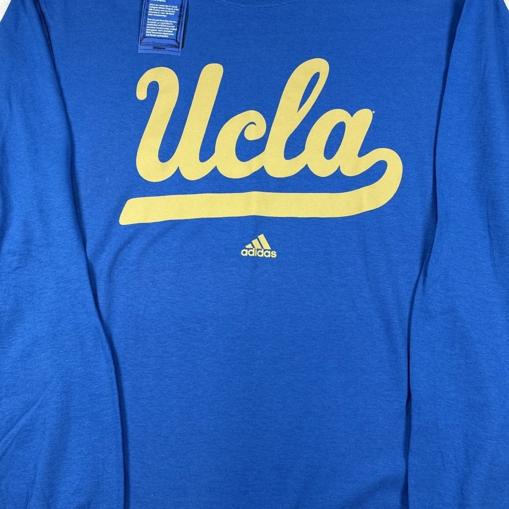 NWT Adidas‎ UCLA Bruins Long Sleeve Shirt Cotton Blue Mens 2XL New NCAA College